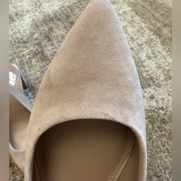 Vince Camuto Taupe Suede Slingback Block Heel Pumps - Picture 9 of 9